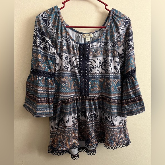 Multi Patterned Boho Blouse - Picture 1 of 8